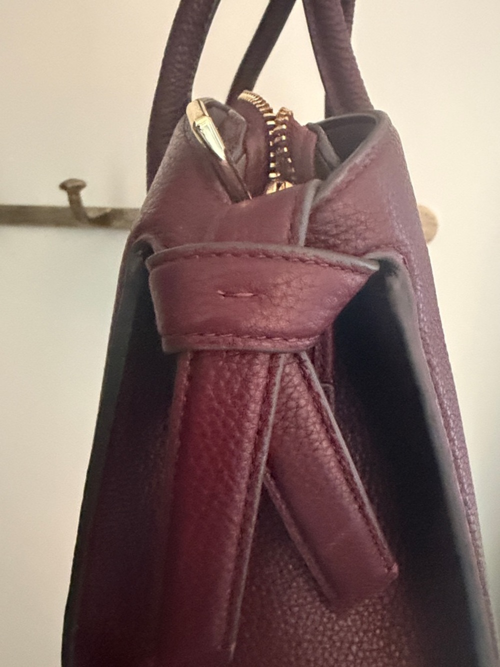 kate spade Burgundy Pebbled Leather Satchel with Crossbody Strap - Picture 7 of 10